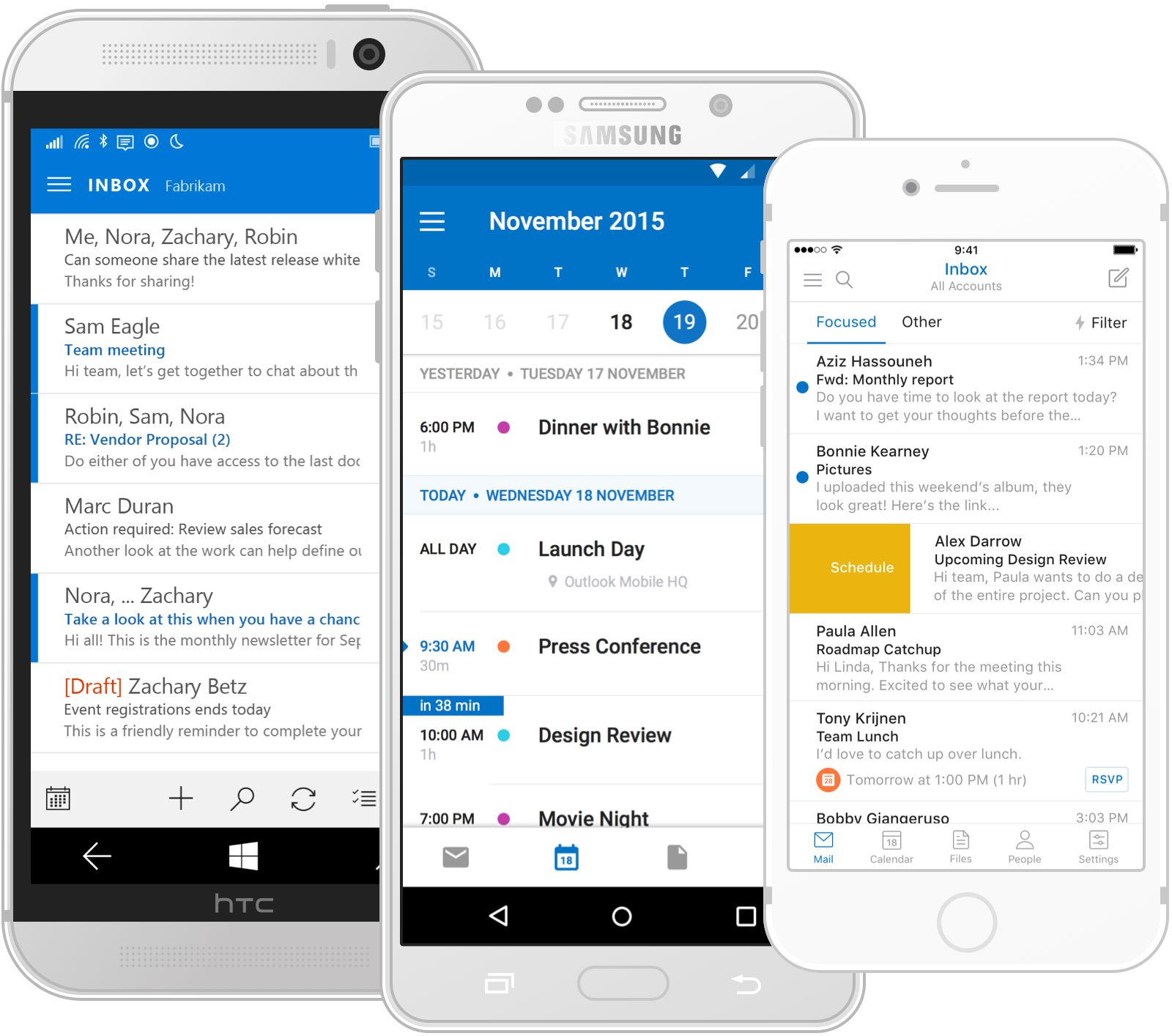 Outlook Mobile está disponible en dispositivos Windows Phone, iPhone y Android